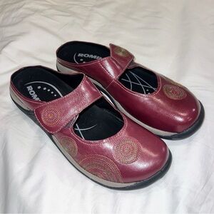 Romika Mary Jane Shoes Womens Size 42 US 10.5 Leather Comfort Clog Loafers Wine